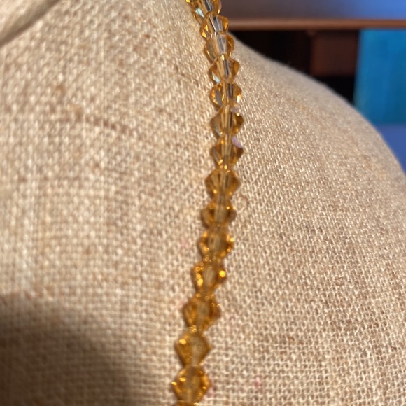 Golden Crystal Bead Necklace & Earrings - Picture 4 of 6